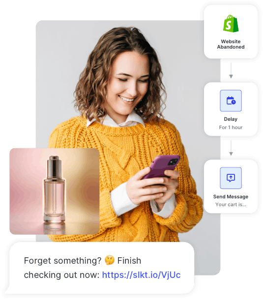 Customer receives a text message sent through Attentive alternative SlickText