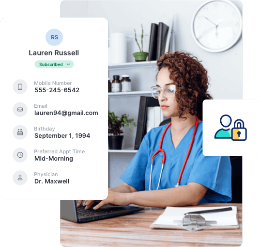 Image of a healthcare professional using SlickText’s enterprise text messaging service