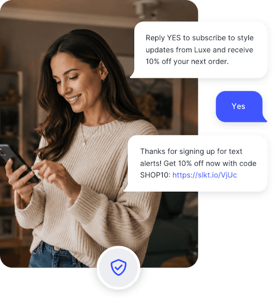 Text conversation showing a subscriber confirming their enrollment in a double opt-in messaging program