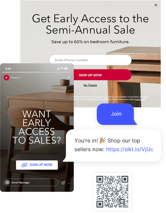 Compliant SMS opt-in methods including web forms, keywords, and QR codes