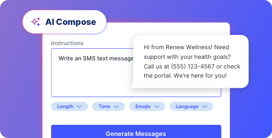 Example of SlickText AI capabilities to write mass texting campaigns