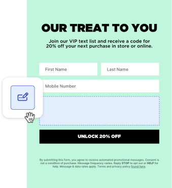 Example of web forms available in the SlickText text message marketing app