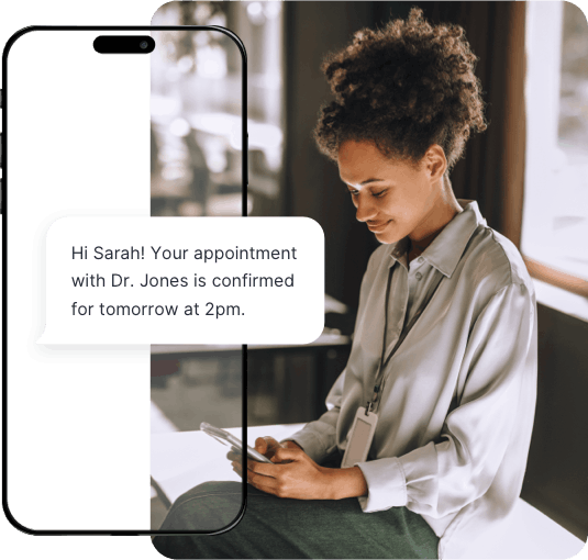 A patient receives a secure text message through SlickText’s HIPAA compliant texting service