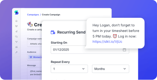 Example of employee communications via compliant texting for healthcare