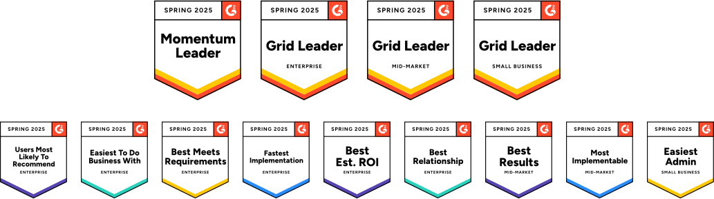 Industry awards given to SlickText for being the best mass text messaging service on G2