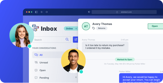 SlickText inbox where you can chat one-on-one with customers to solve any issues
