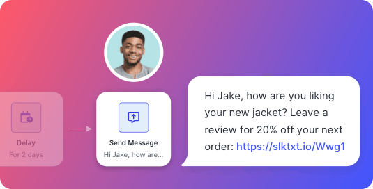 Example of an automated SMS drip series sent after someone makes a purchase