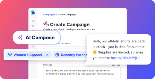 Creating a personalized mass text for a segmented audience with AI Compose in SlickText