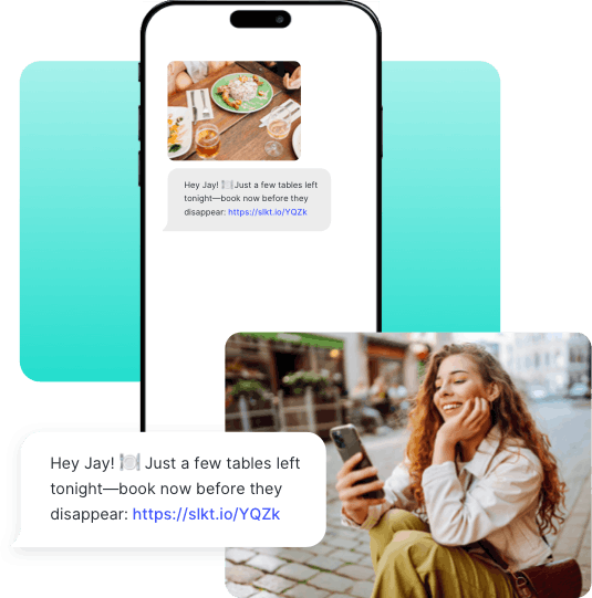 A customer receives a promotional text sent through a mass texting service