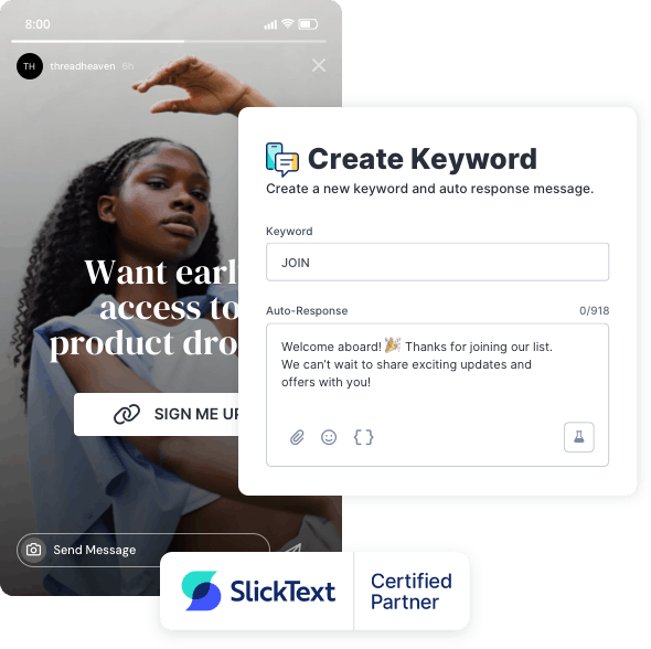 Examples of list growth tools and AI innovation within the SlickText platform