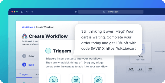 Abandoned cart workflow built in the SlickText automation builder