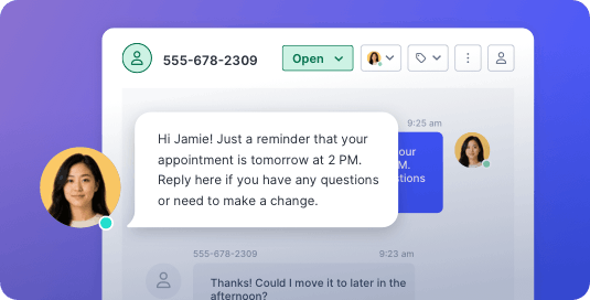 Two-way text conversation in the SlickText shared inbox