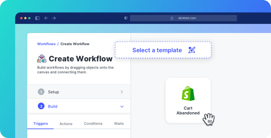 SlickText automated workflow template for rescuing abandoned carts