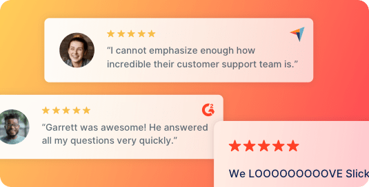 Five-star reviews from people using SlickText for automated texting software