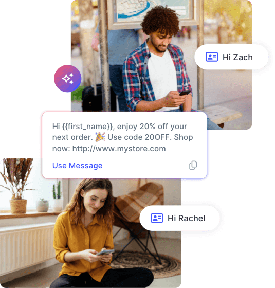 Two customers received personalized text messages sent with SlickText’s automated texting service