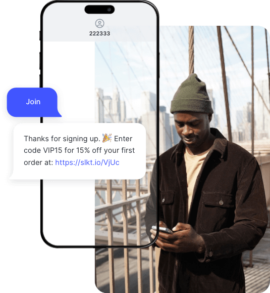 A customer receives an automated text message from an ecommerce store